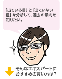 エキスパート「「出ている目」と「出ていない目」を分析して、過去の傾向を知りたい。」そんなエキスパートにおすすめの買い方は？